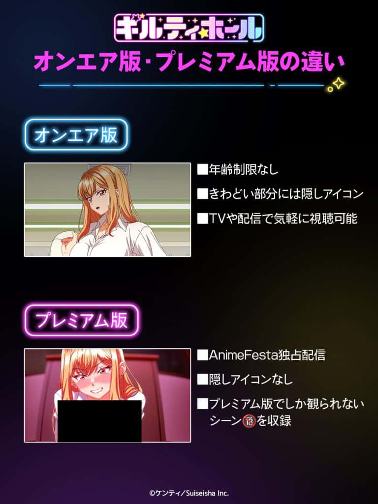 ギルティホールのオンエア版とプレミアム版の違い